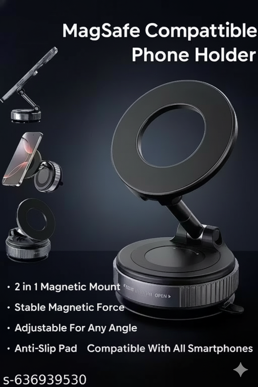 Premium Metal Magnetic 360° Car Mobile Holder – Foldable & Adjustable