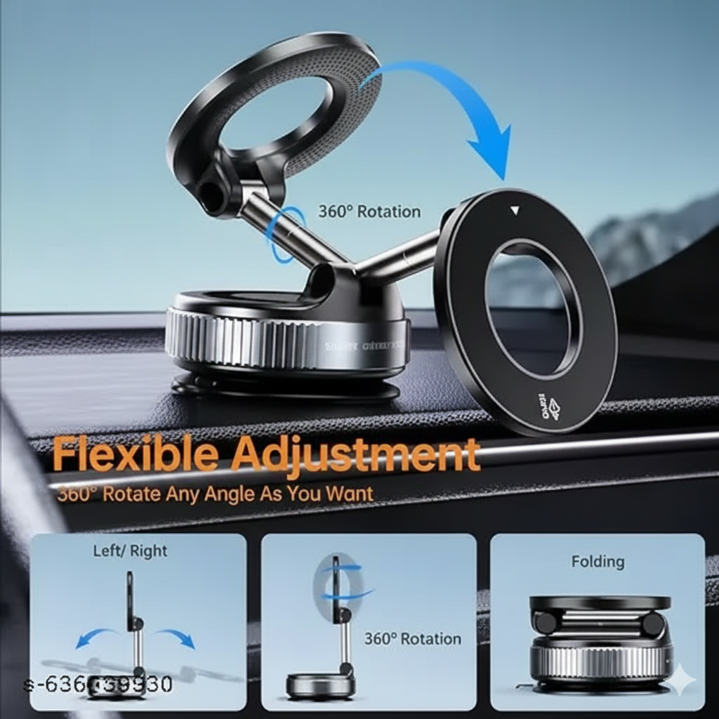 Premium Metal Magnetic 360° Car Mobile Holder – Foldable & Adjustable
