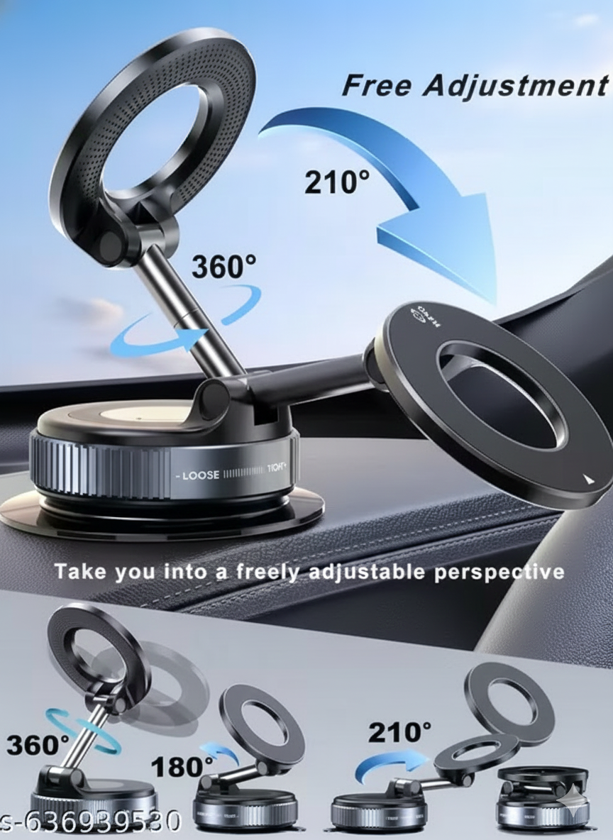 Premium Metal Magnetic 360° Car Mobile Holder – Foldable & Adjustable