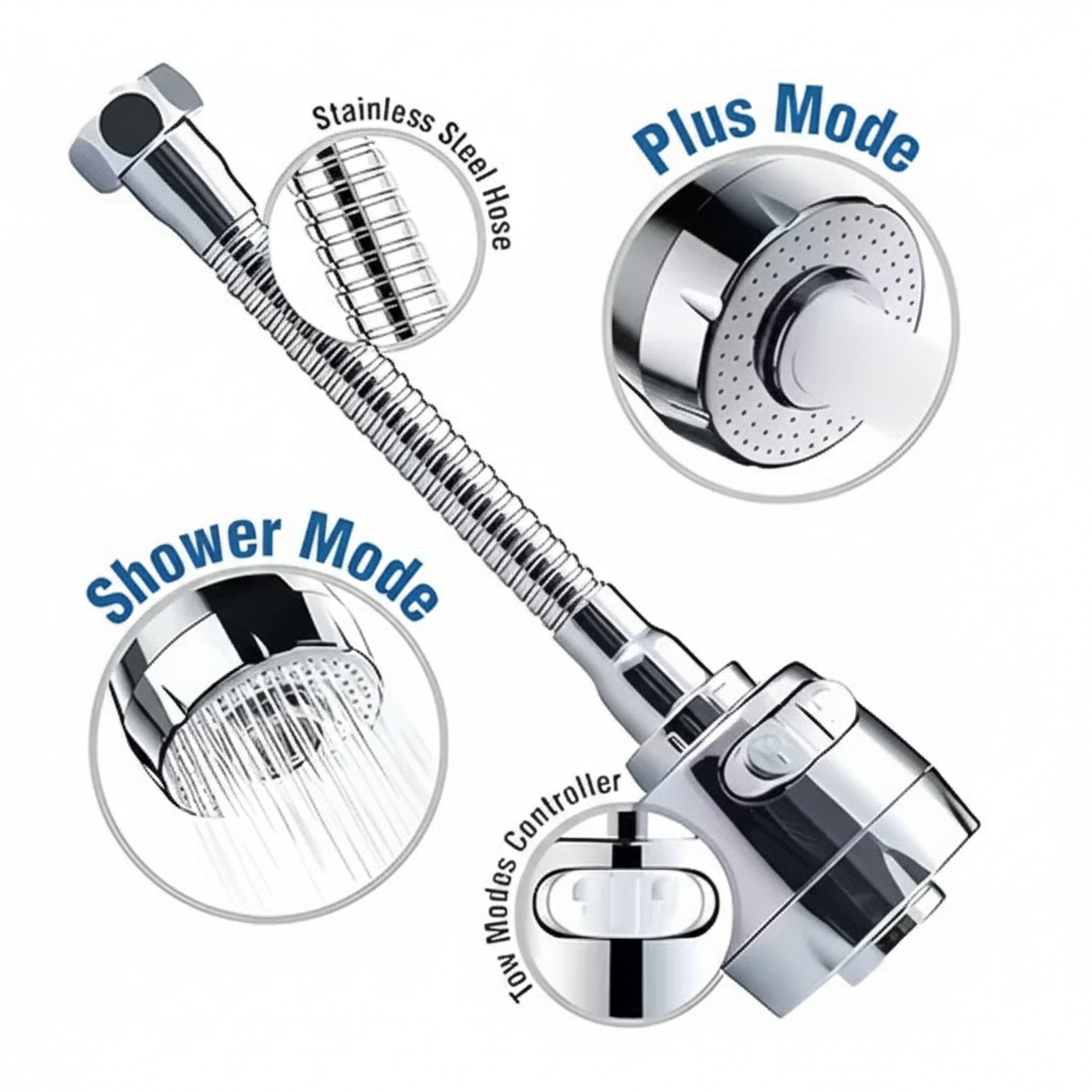 360° Flexible Sink Sprayer – Steel