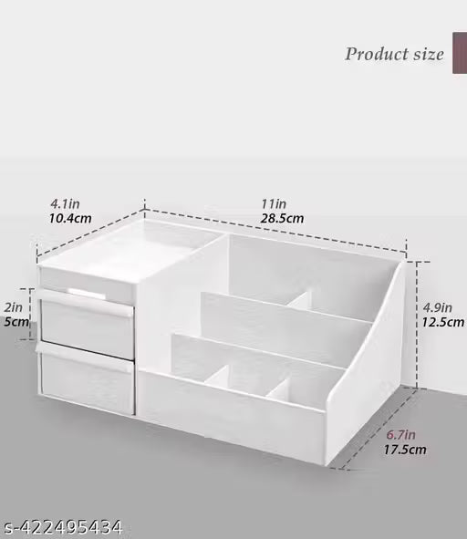 Large Capacity Makeup Organizer with Drawers | Portable Cosmetic Storage Box (White)